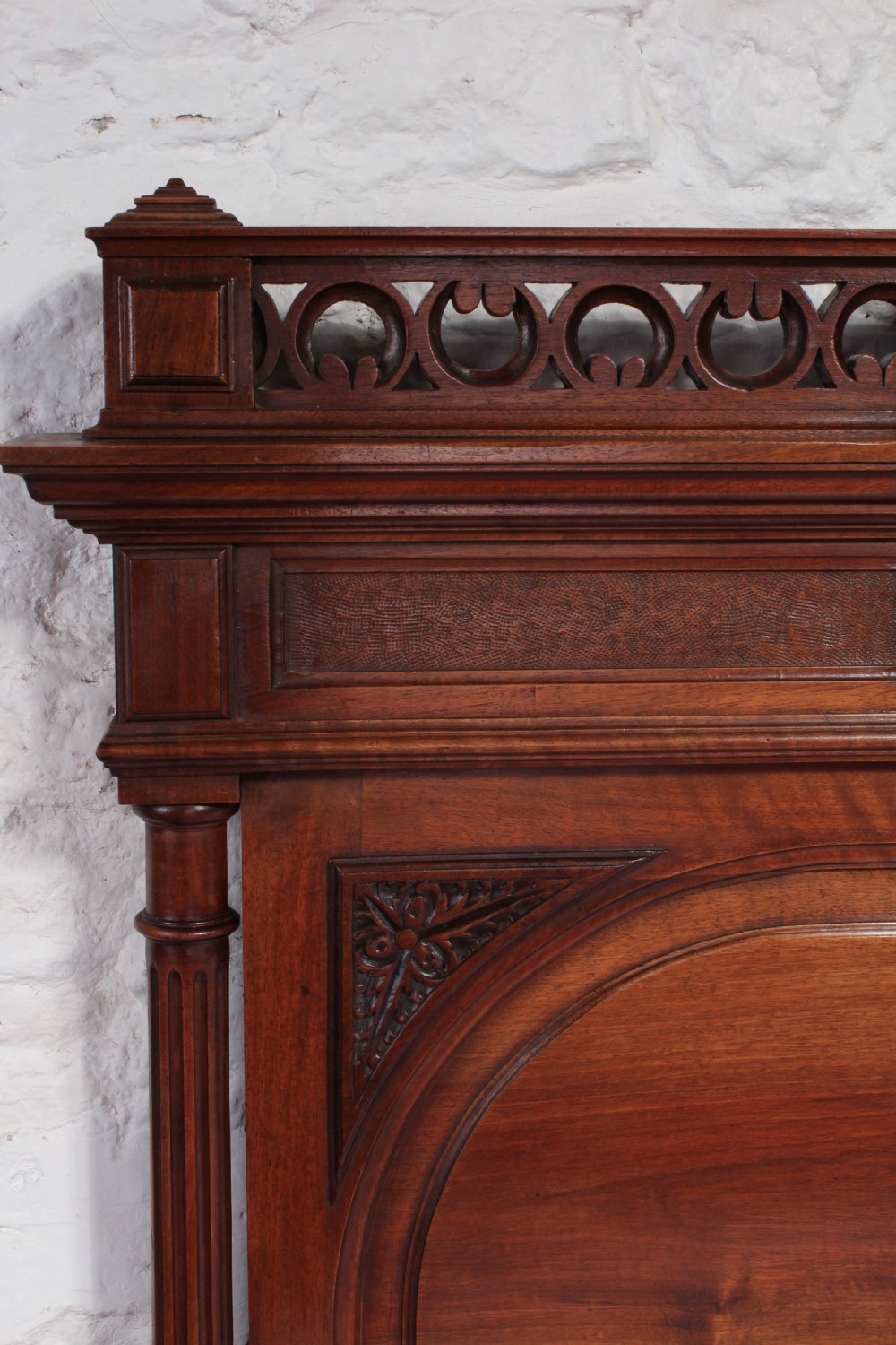 Very handsome carved solid walnut double bed View IV