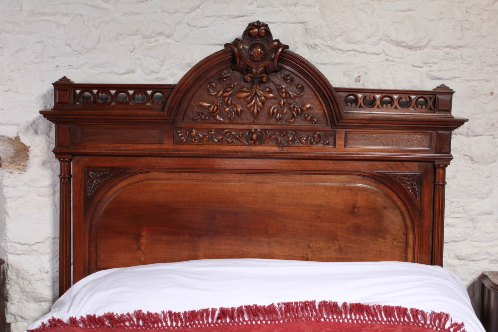 Very handsome carved solid walnut double bed View V
