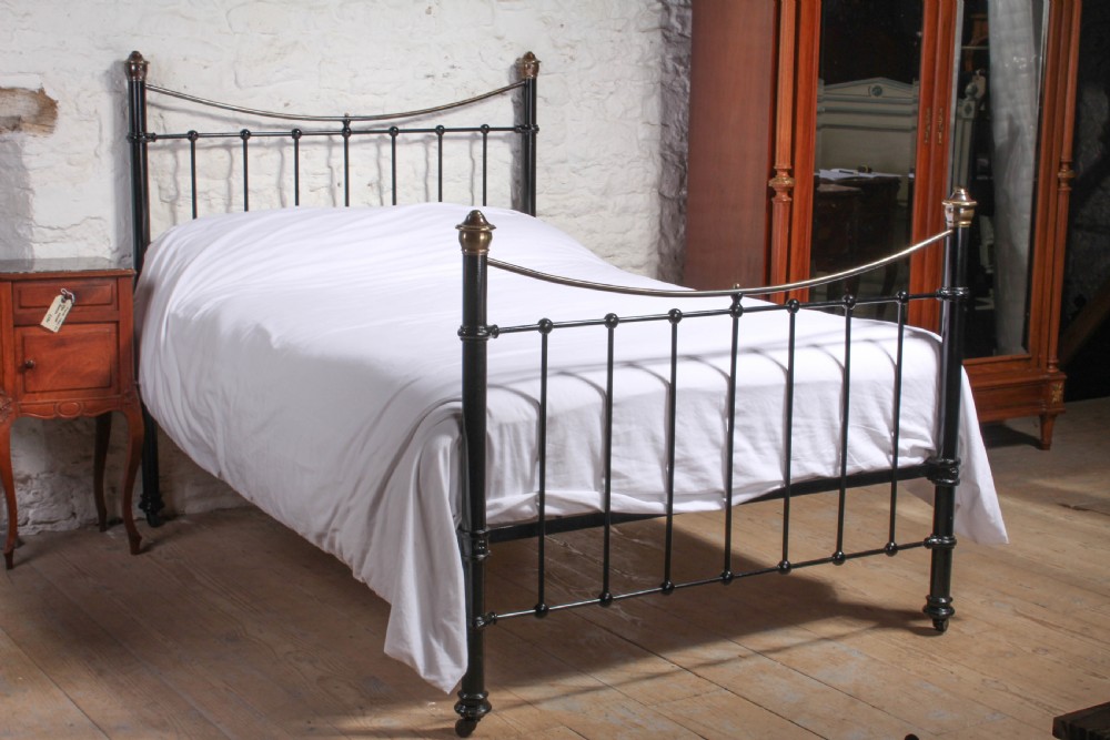 Classic Edwardian dip rail brass and iron bed