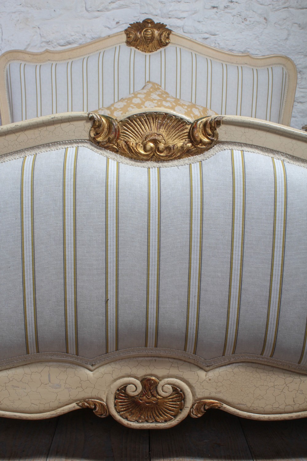 Lovely gilded frame newly upholstered double bed View III