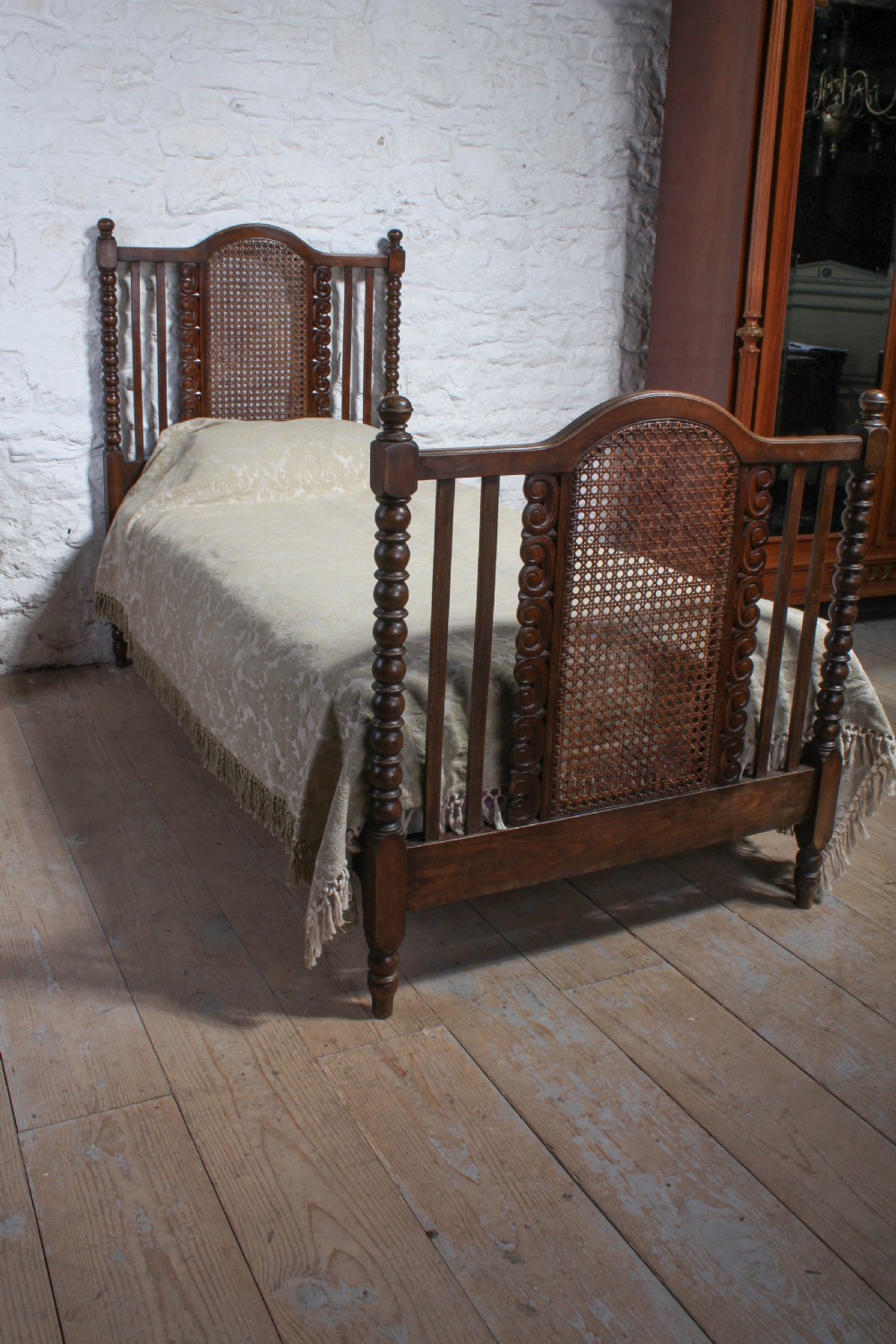 Edwardian wooden single bed 