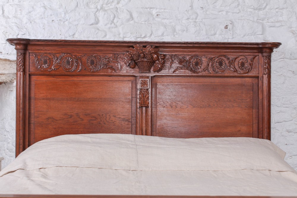 Lovely French provincial carved oak king size bed View II