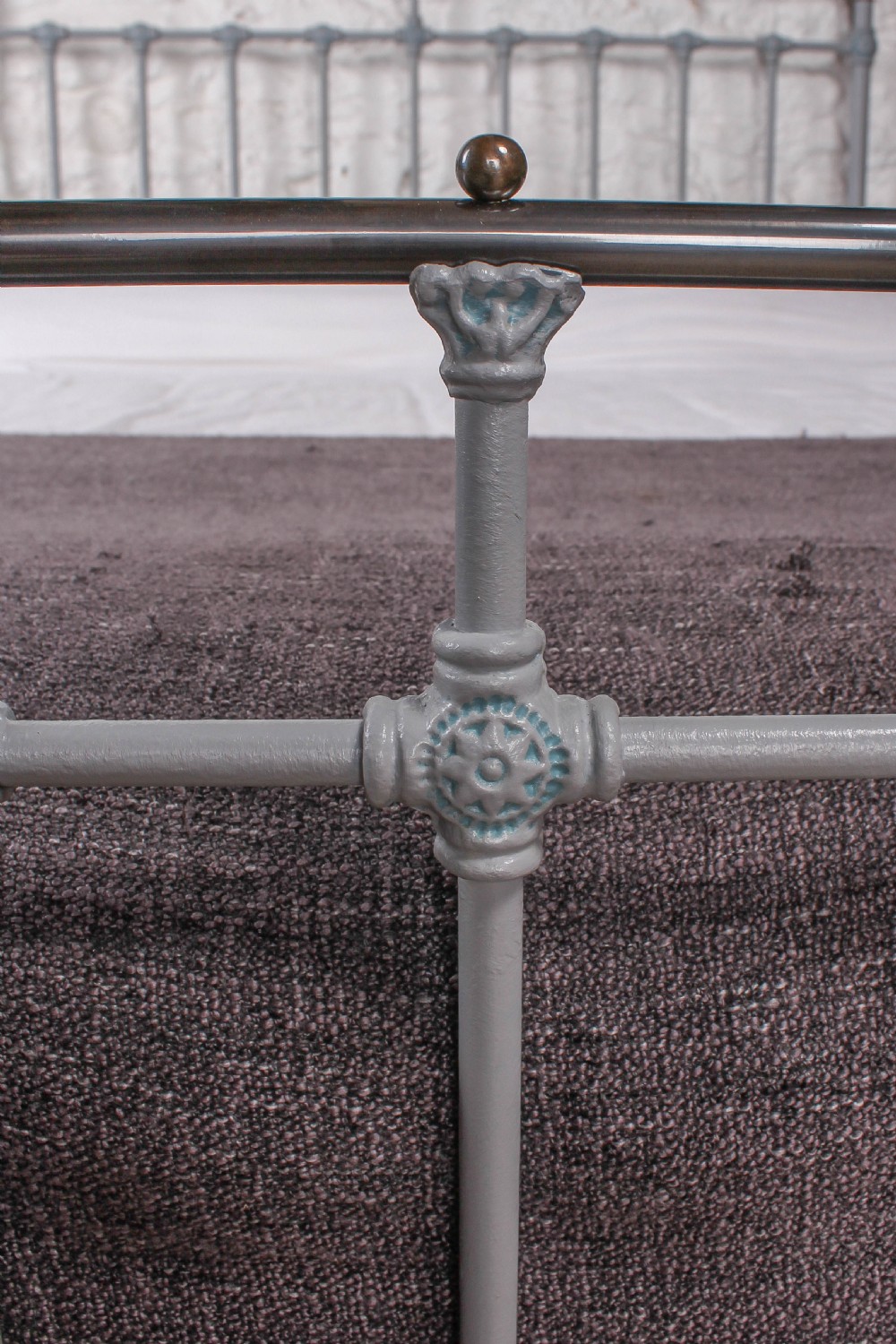 Classic Victorian French king size brass and iron bed View V