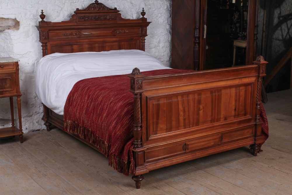 Attractive Empire style   French solid walnut double bed