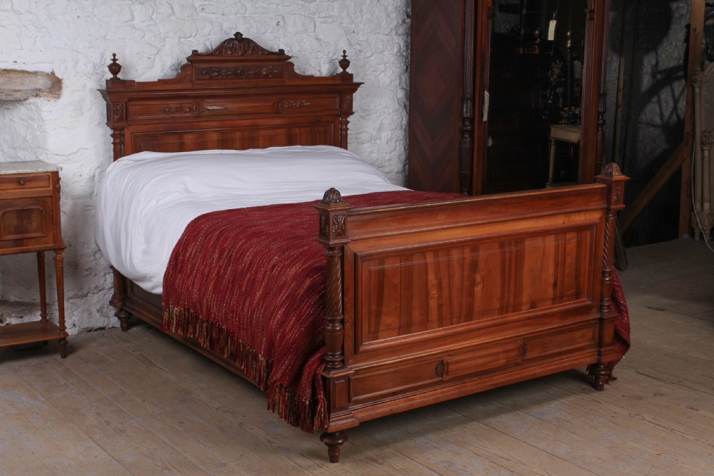 Attractive Empire style   French solid walnut double bed View II