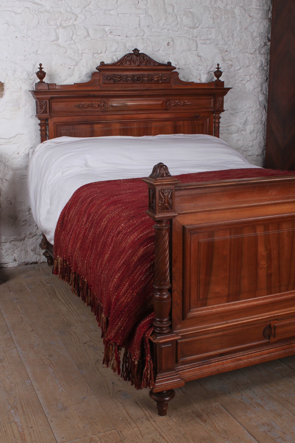 Attractive Empire style   French solid walnut double bed View VII