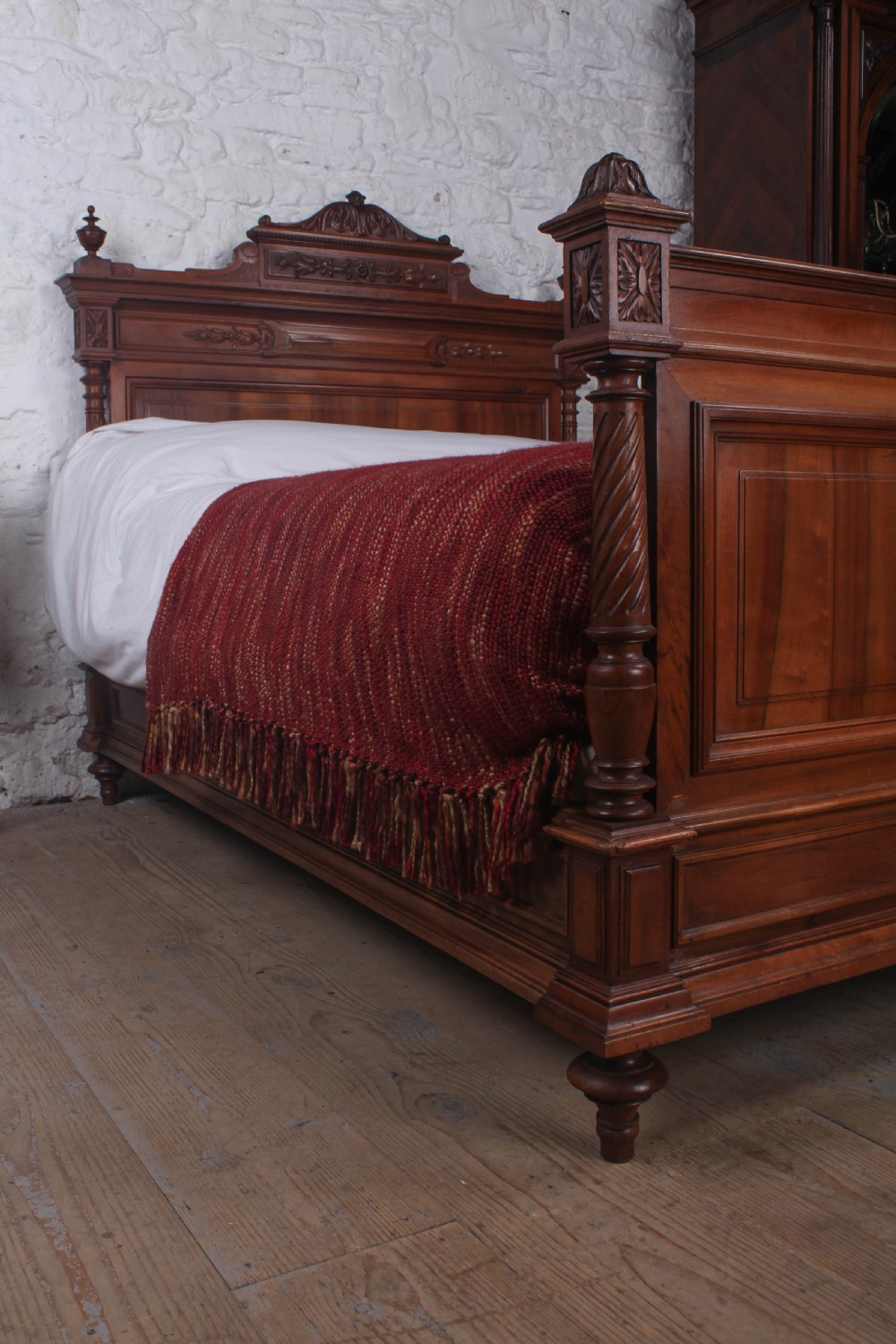 Attractive Empire style   French solid walnut double bed View VIII