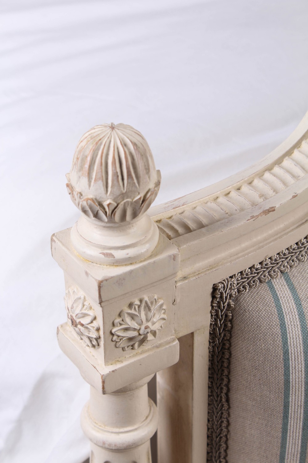 Lovely pair of matching French upholstered single beds View VI