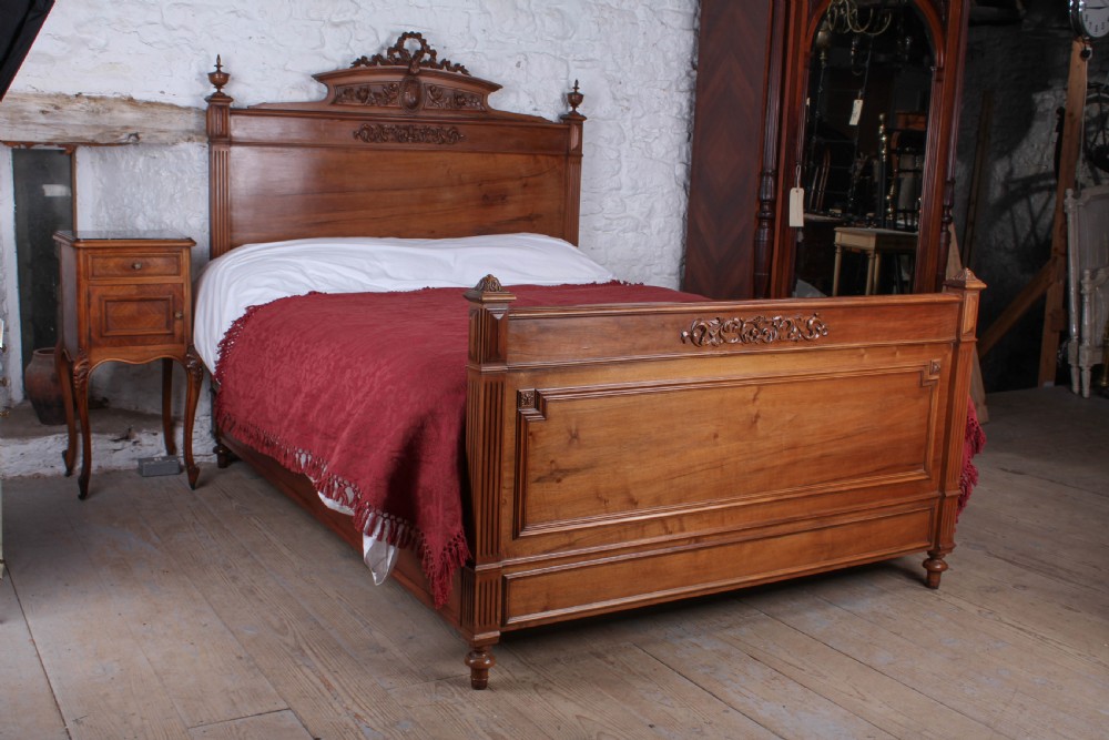 Very nice solid walnut French king size bed 