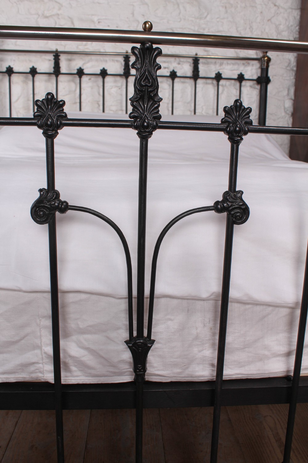 Handsome classic Victorian super king size black and brass bed View III