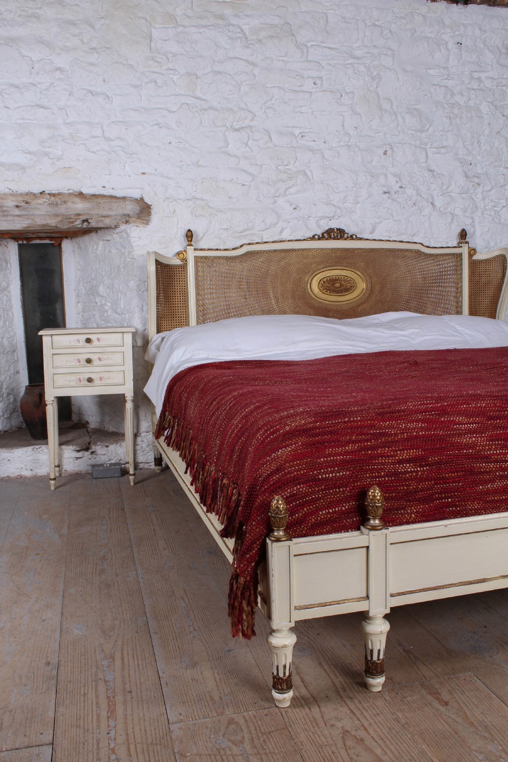 Unique super king size Bergere caned low end bed View II