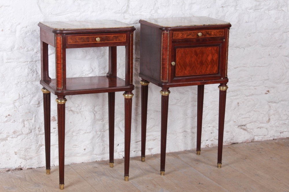 Almost super king size Louis XVI style  mahogany and fruit wood bed and bedsides View XII