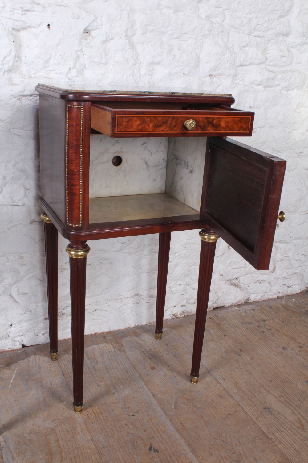 Almost super king size Louis XVI style  mahogany and fruit wood bed and bedsides View XIV