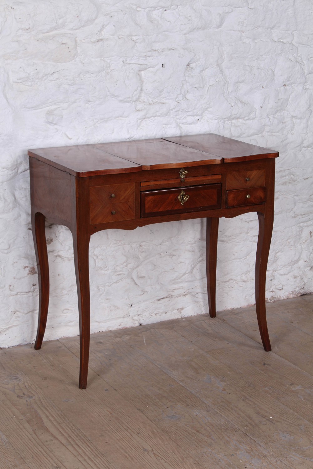 French walnut veneer fold out dressing table.