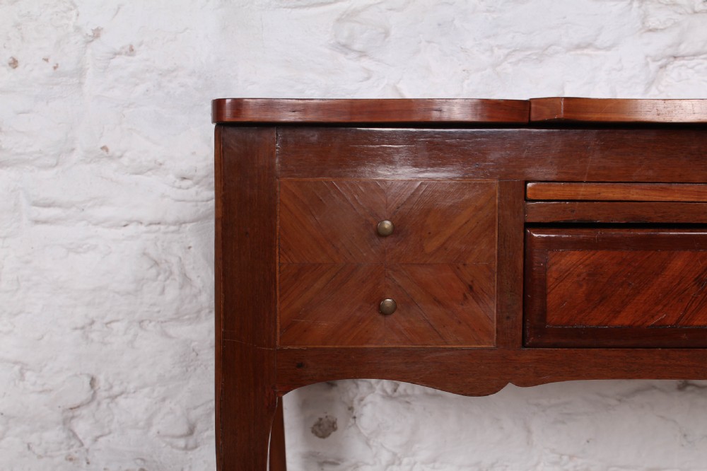 French walnut veneer fold out dressing table. View III