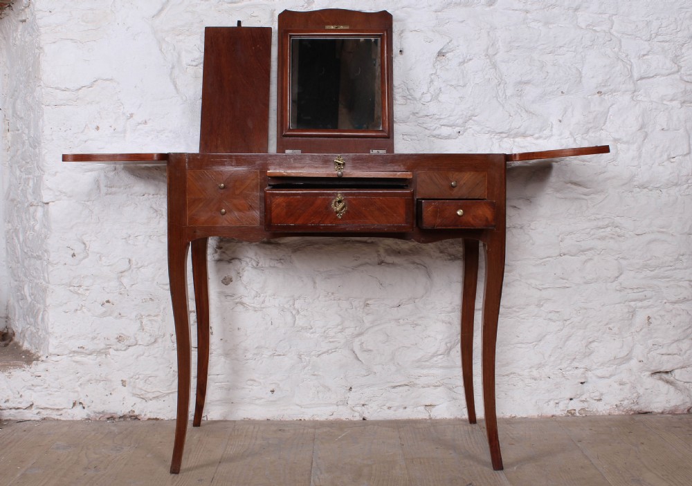 French walnut veneer fold out dressing table. View VII