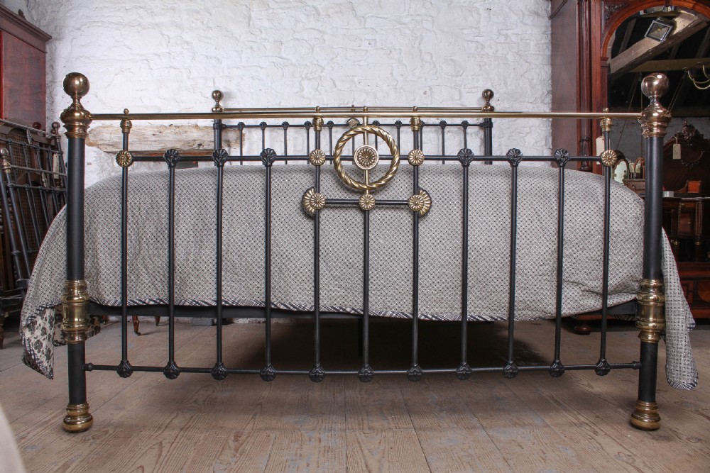 Quality super king size classic Victorian brass and iron bed View II