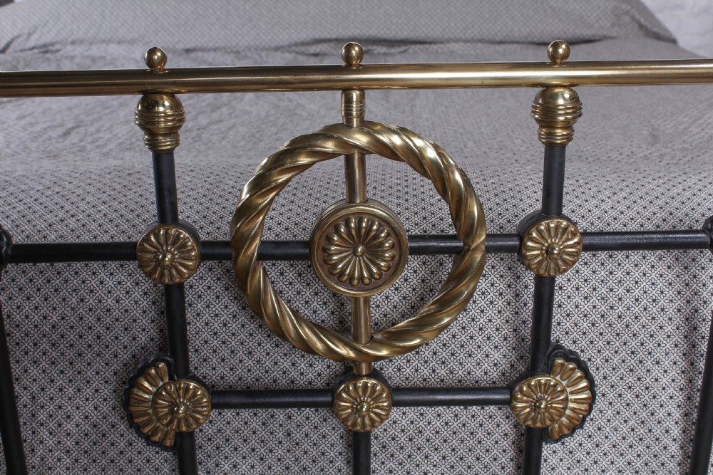 Quality super king size classic Victorian brass and iron bed View III