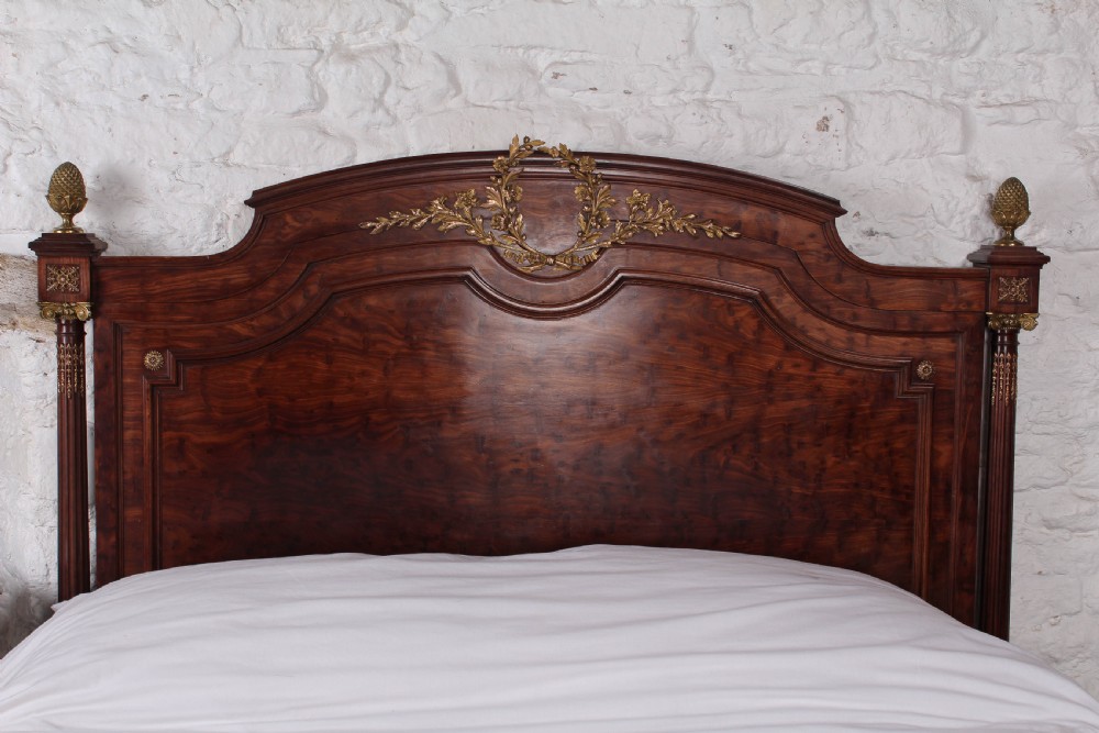 Beautiful king size mahogany Louis XVI style bed and bedside View III