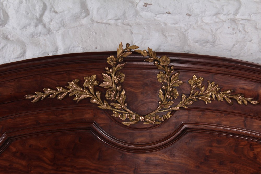 Beautiful king size mahogany Louis XVI style bed and bedside View VII