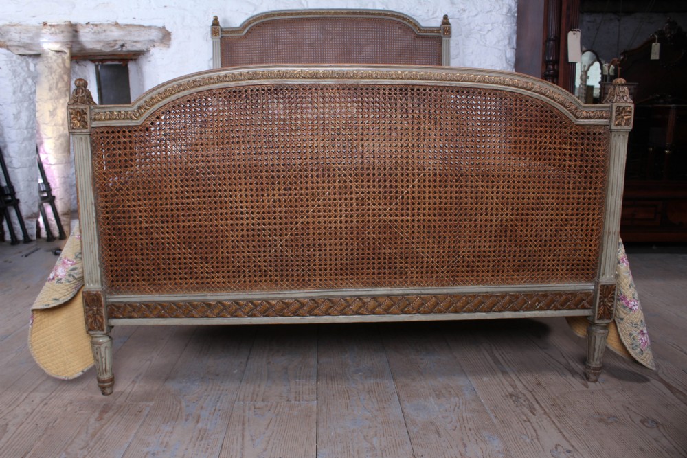 Attractive carved caned French double bed View IV