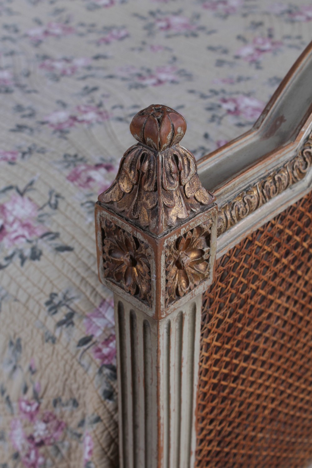 Attractive carved caned French double bed View V