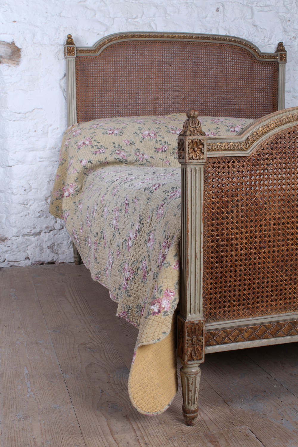 Attractive carved caned French double bed View VI