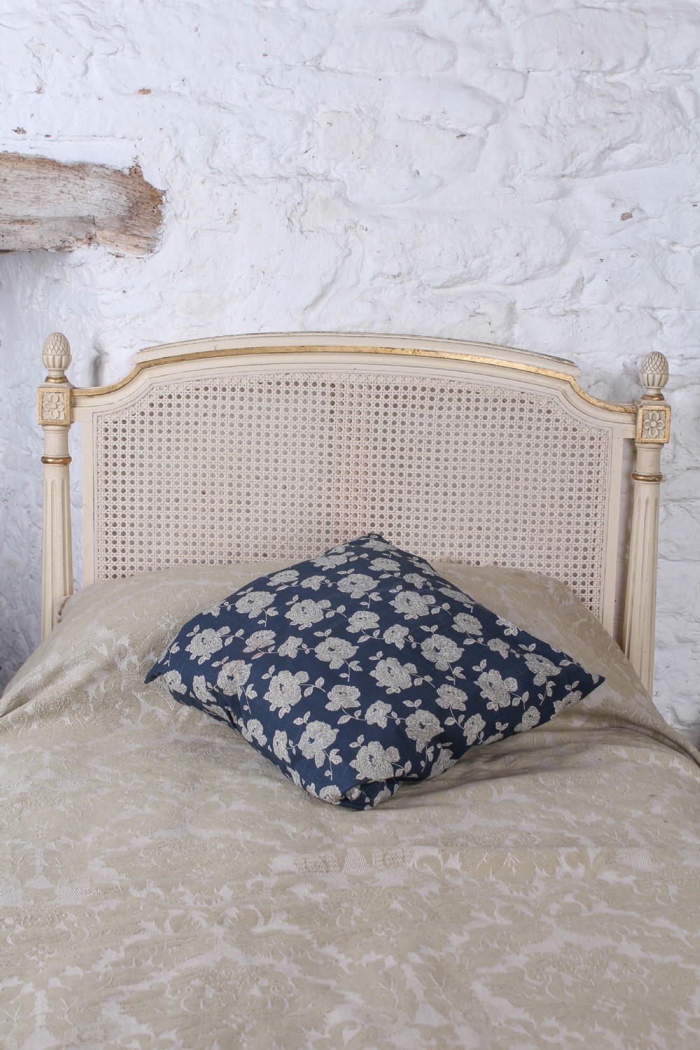 Pretty pair of French painted caned single beds View IV