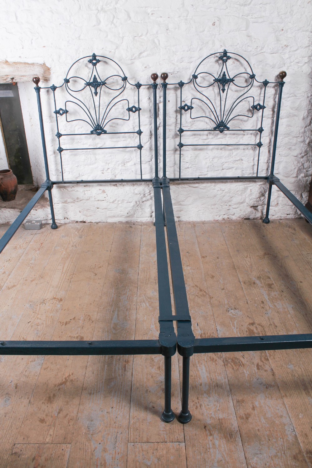 Lovely pair  of early Victorian no end single beds View XI