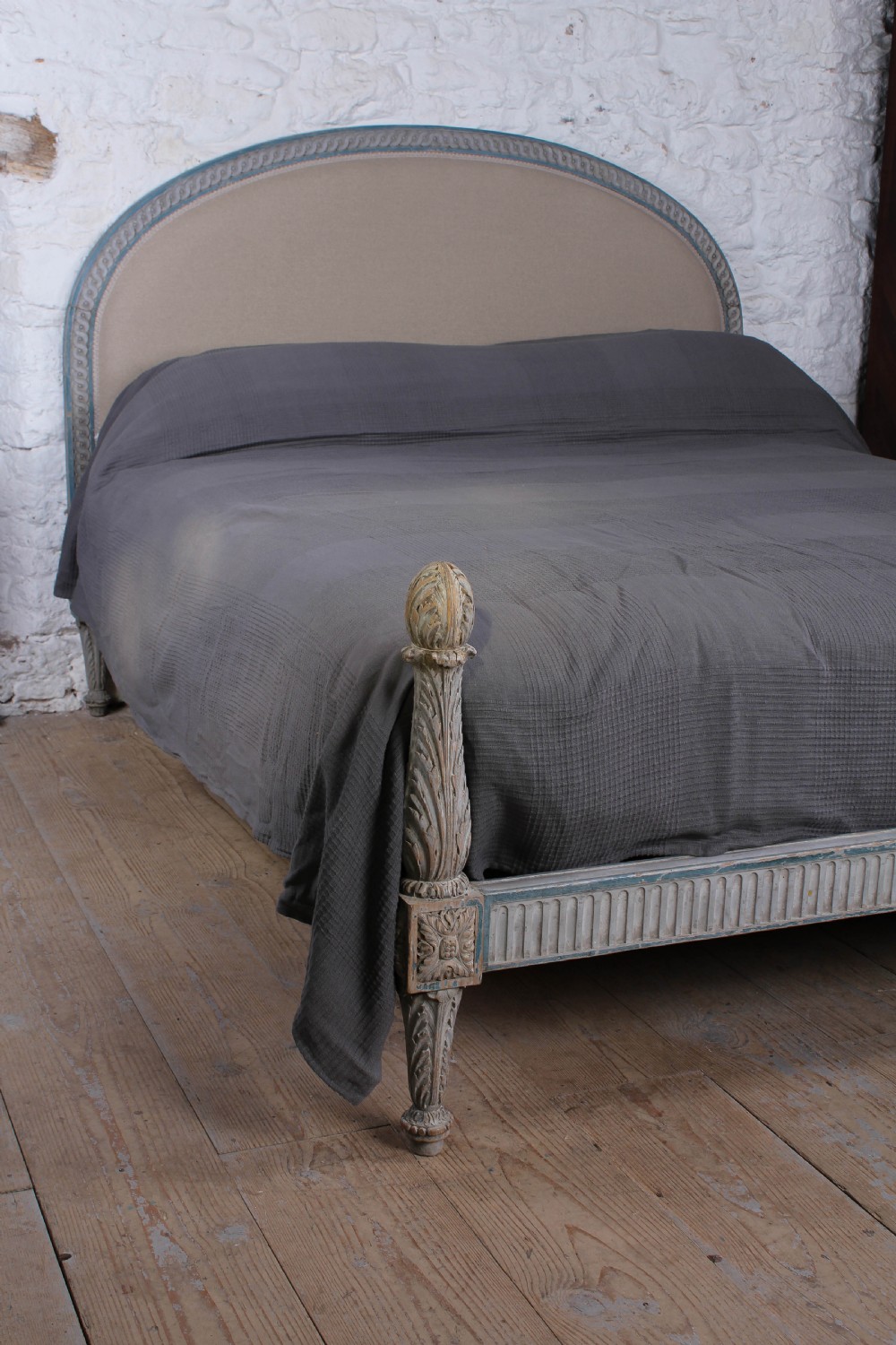 Very nice aged paint European king size low end bed View II