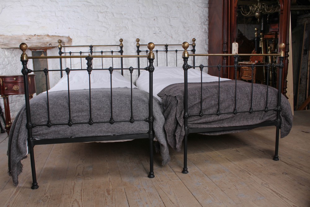 Lovely matching  pair of classic Victorian single beds View II