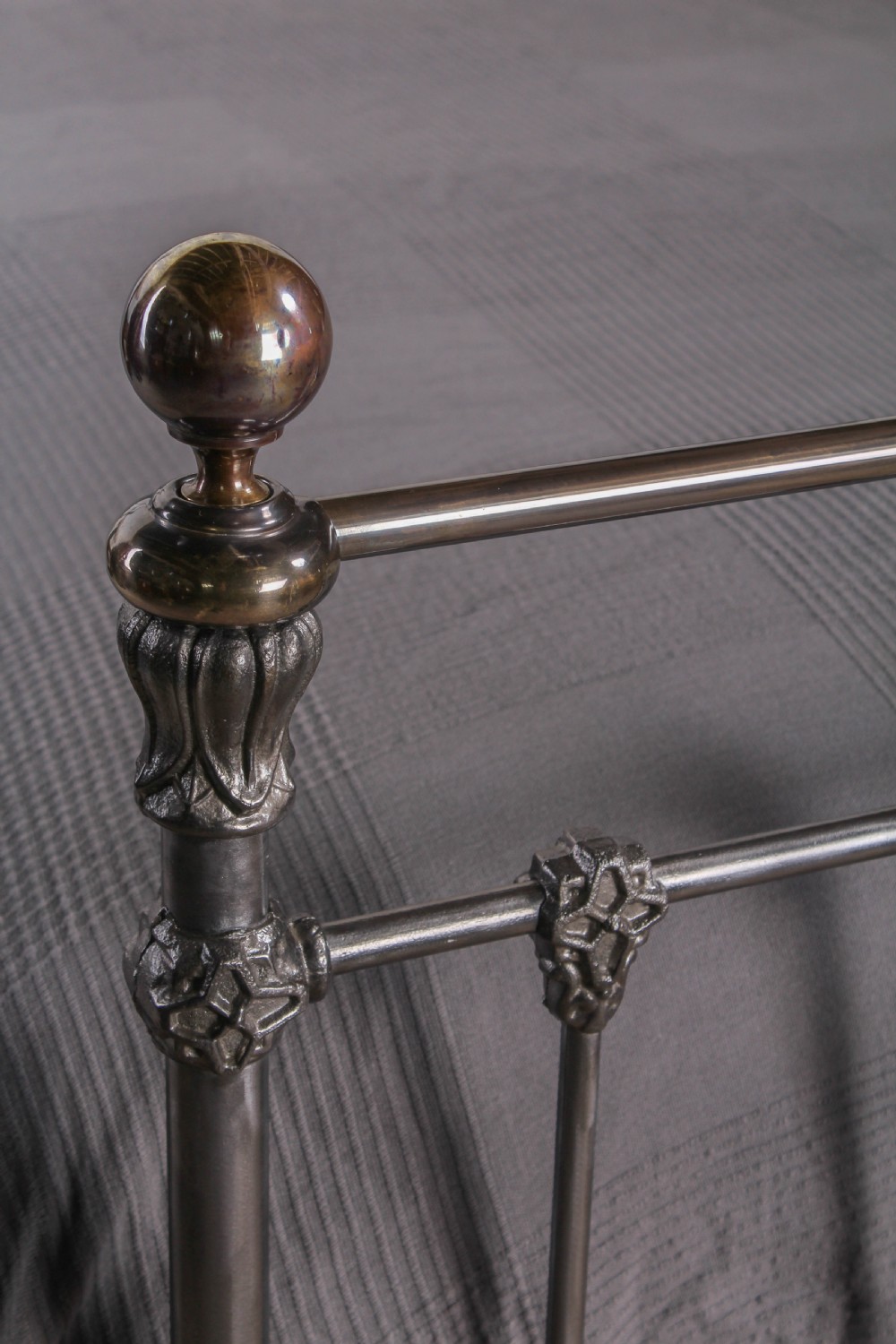 Burnished and aged brass classic king size bed View IV