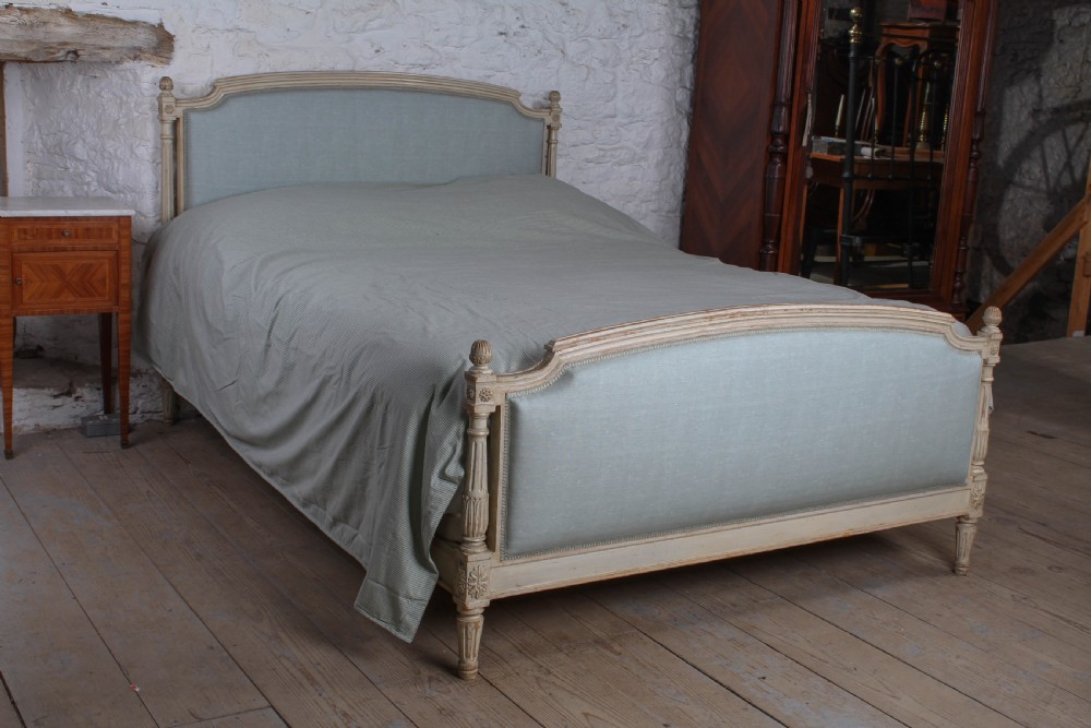 Newly upholstered French Empire style king size bed  View II