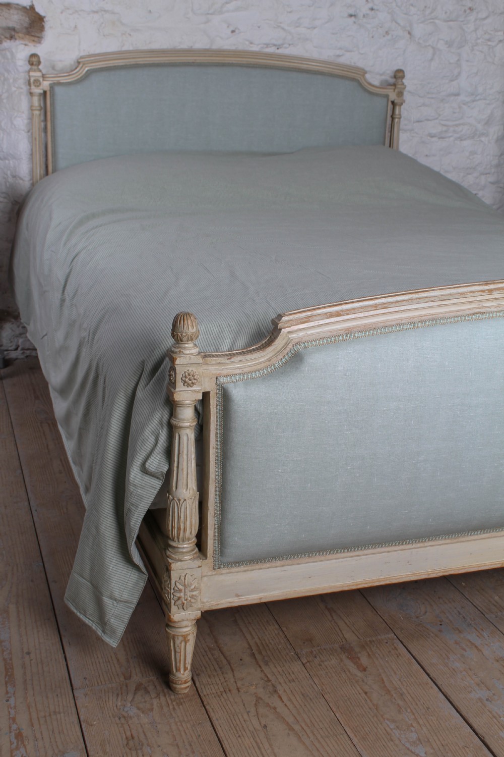 Newly upholstered French Empire style king size bed  View III