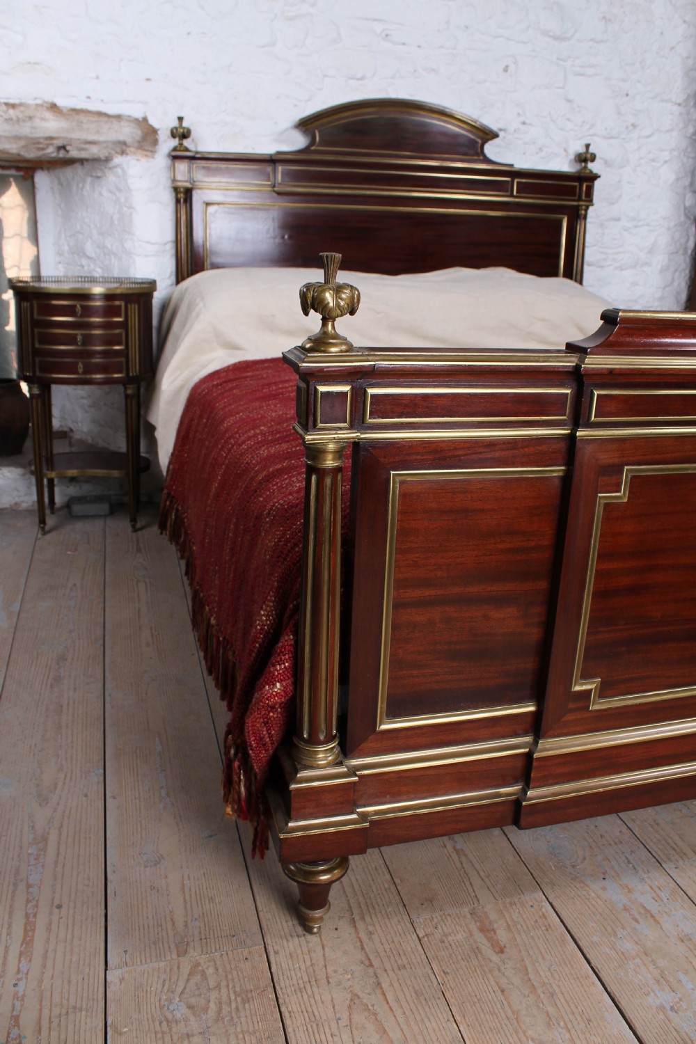 Very handsome mahogany king size bed and matching bedside View XVII