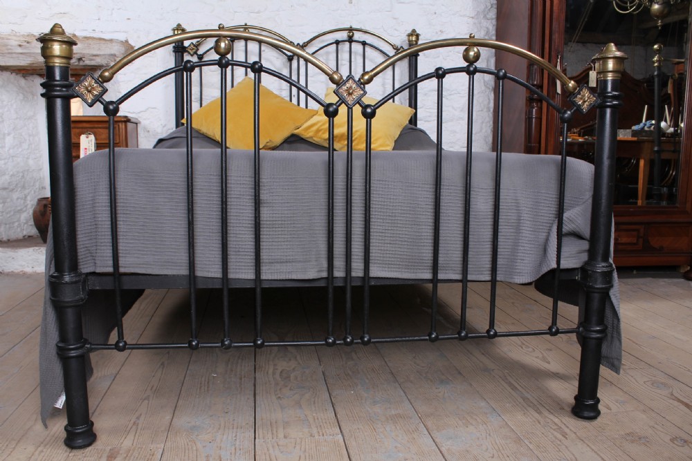 Very individual Edwardian brass and iron double bed View IV