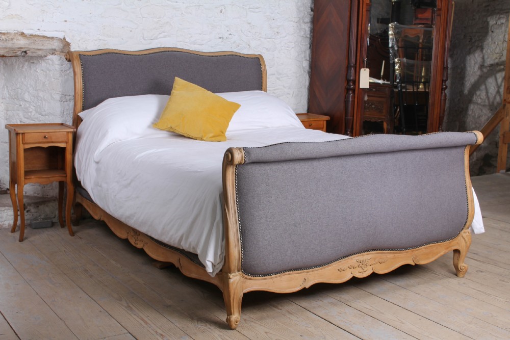 Beautifully shaped king size French  upholstered bed