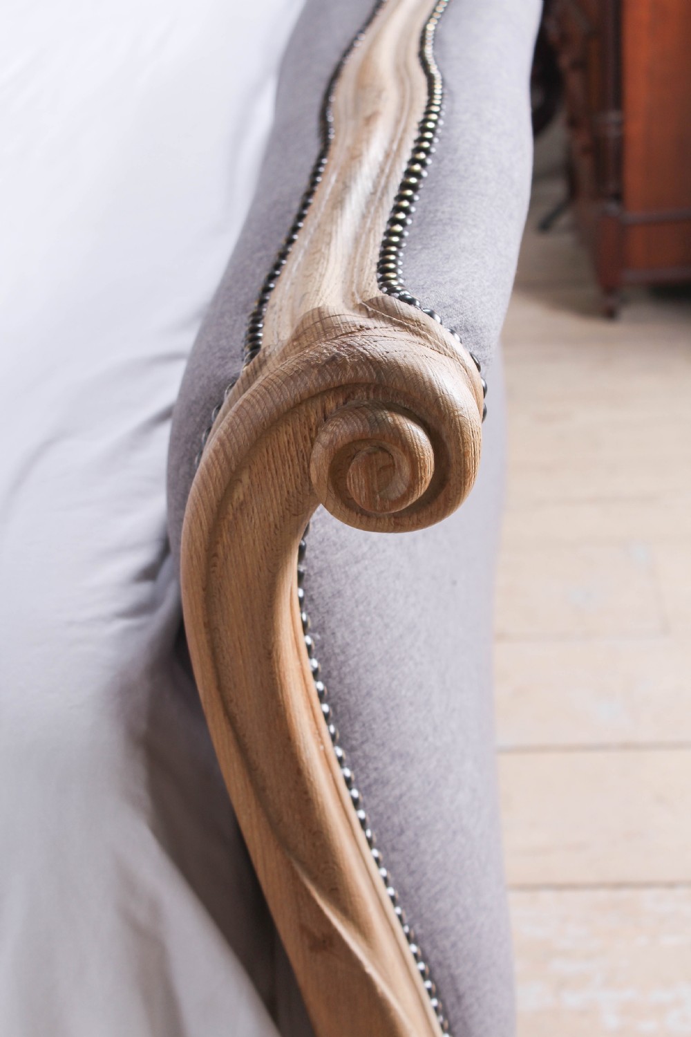 Beautifully shaped king size French  upholstered bed View VIII