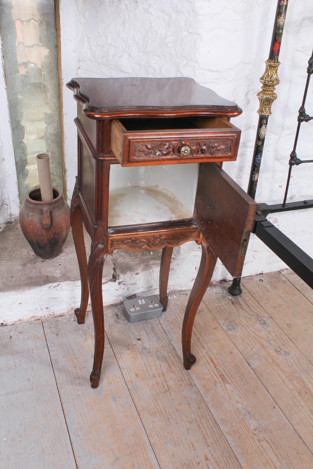 Pretty carved Louis XV style bedside View III