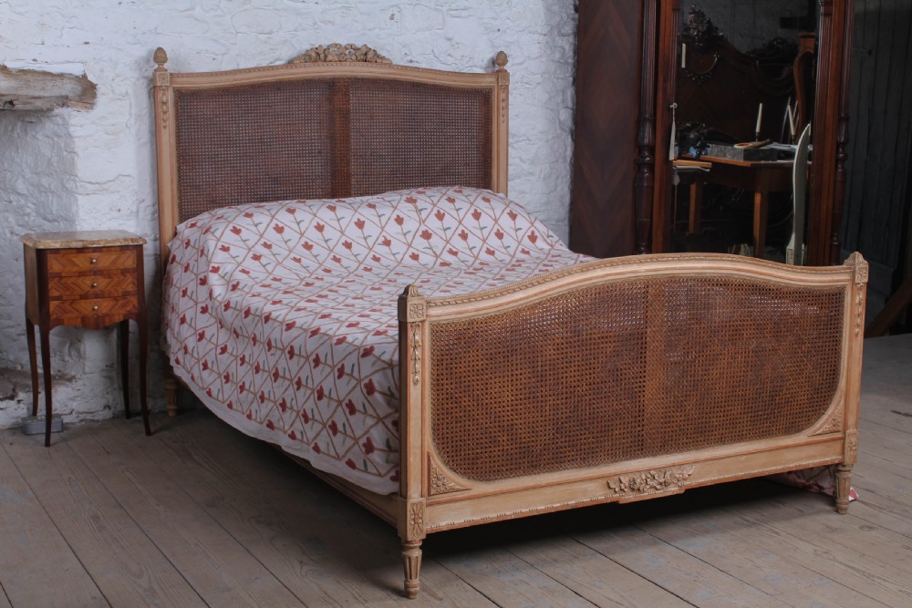 Pretty French caned bergere king size bed View II
