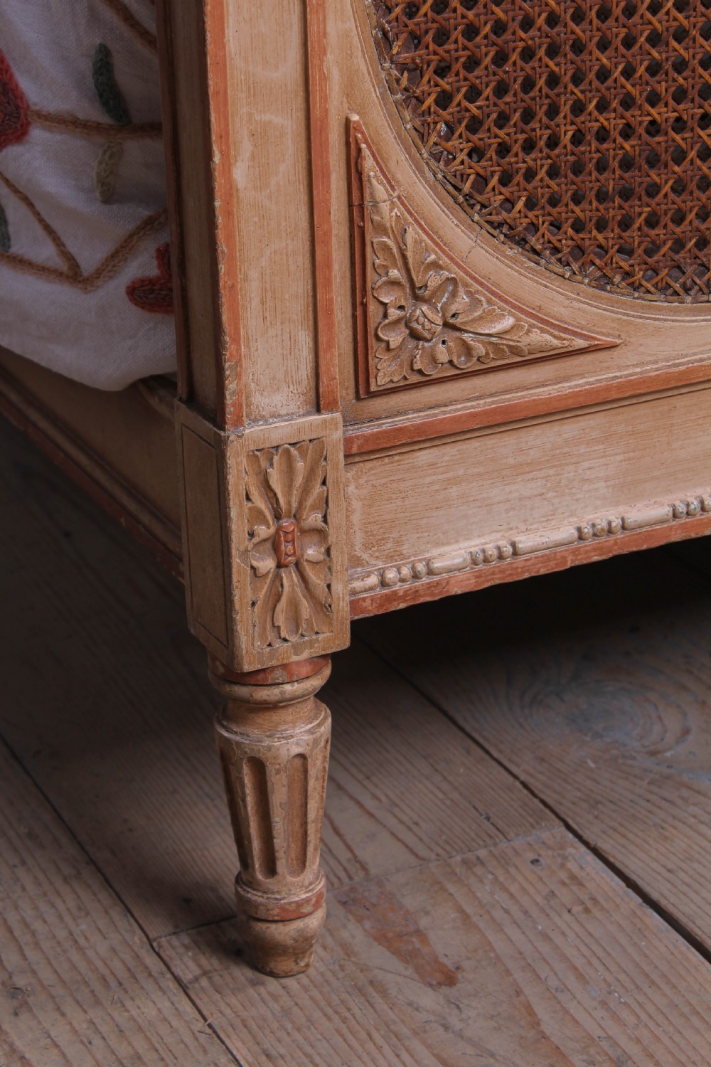 Pretty French caned bergere king size bed View IX