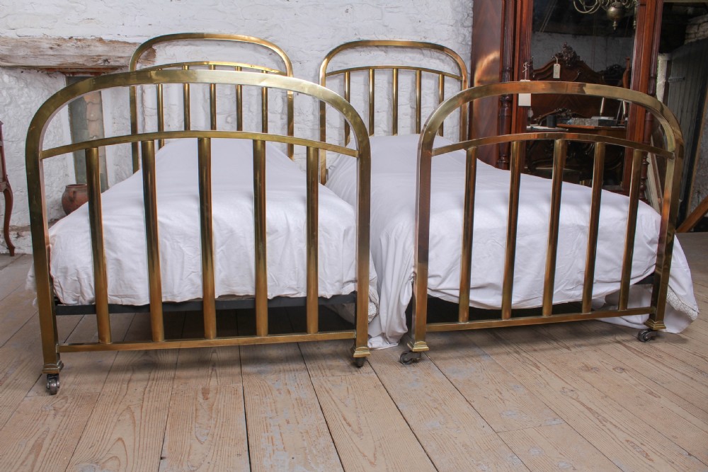 Attractive pair of French brass  single beds View II