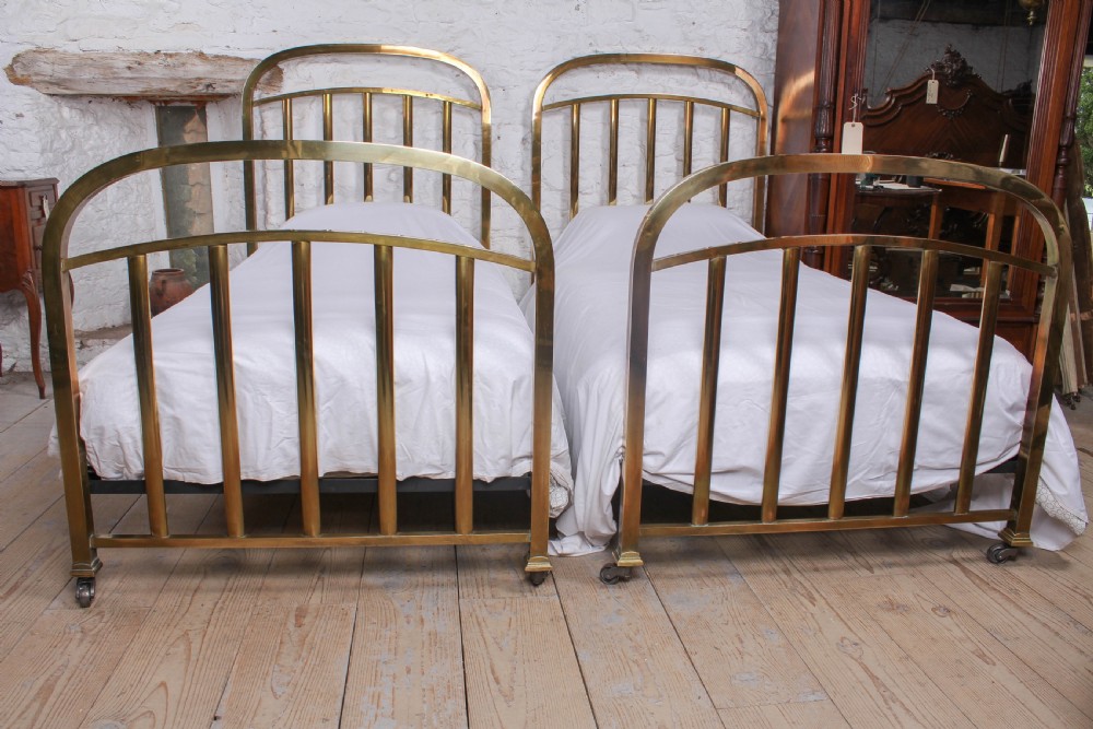 Attractive pair of French brass  single beds View III