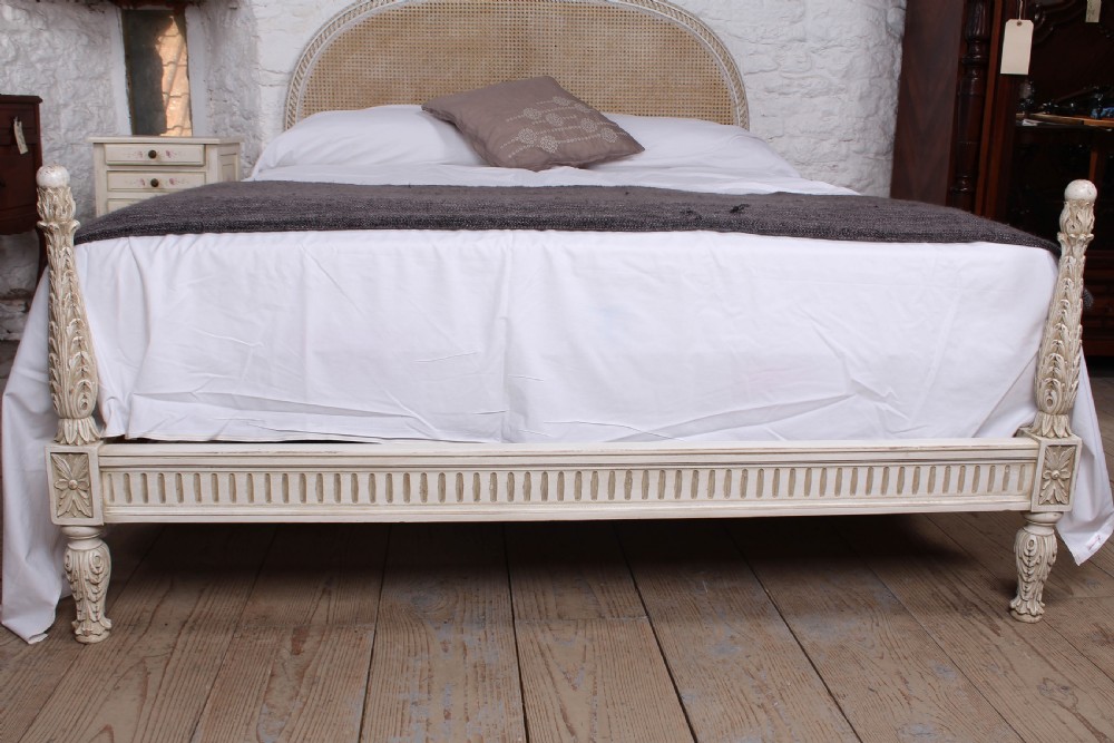 Lovely carved frame caned king size bed View III
