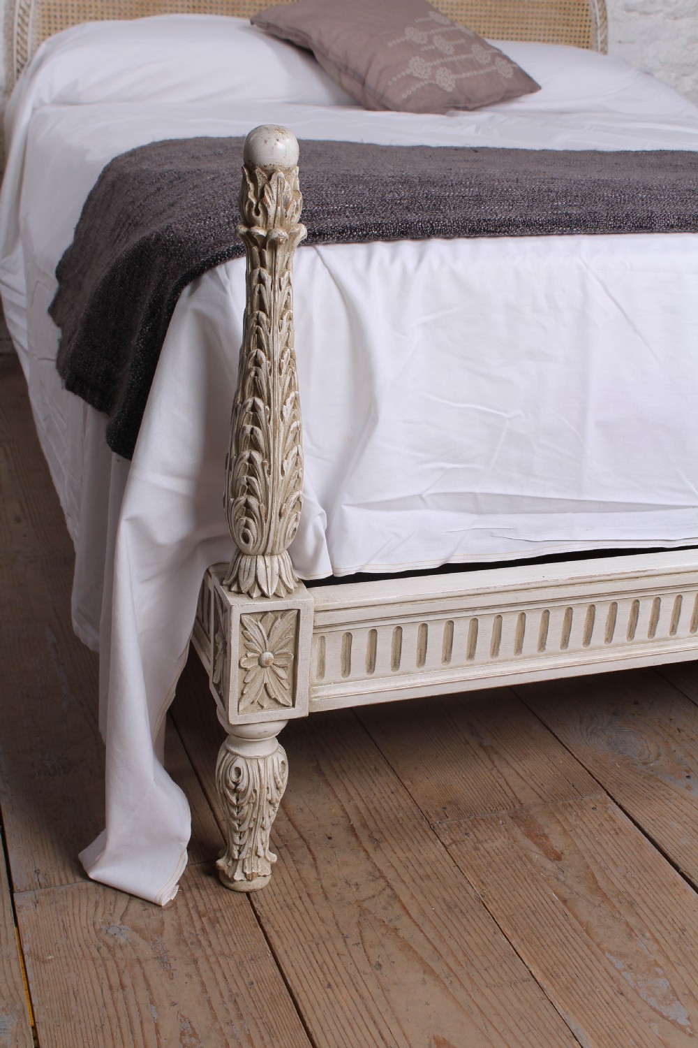 Lovely carved frame caned king size bed View V