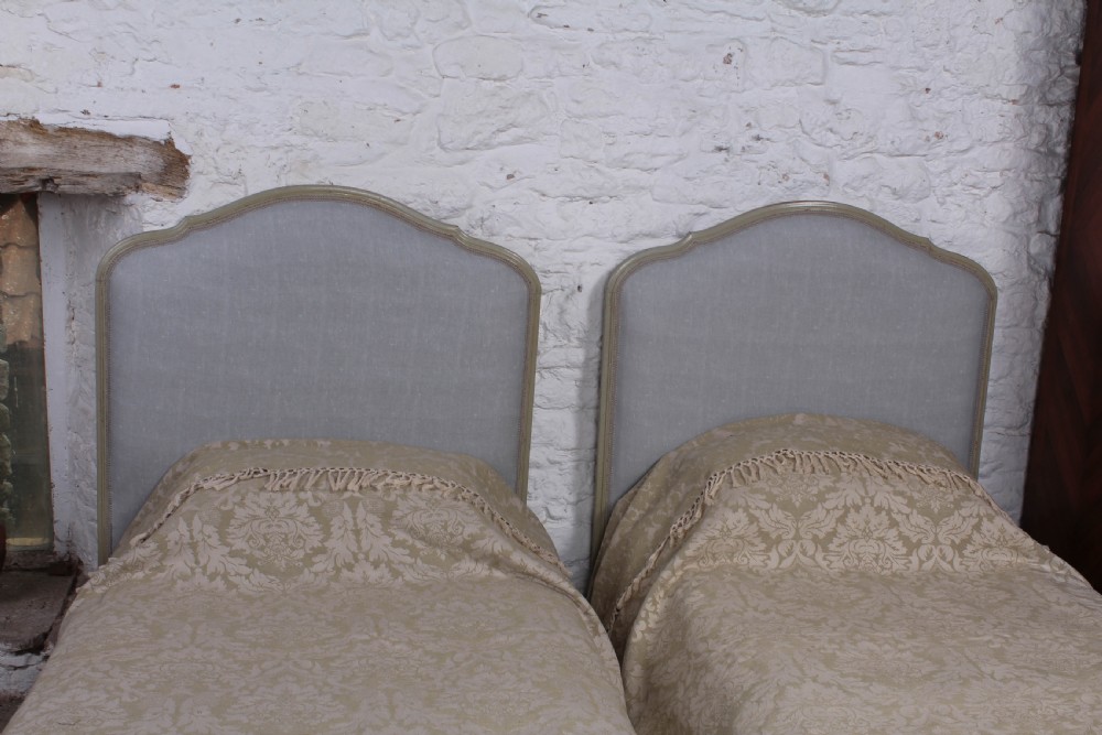 Nice pair of painted upholstered Louis XV style single beds View IV