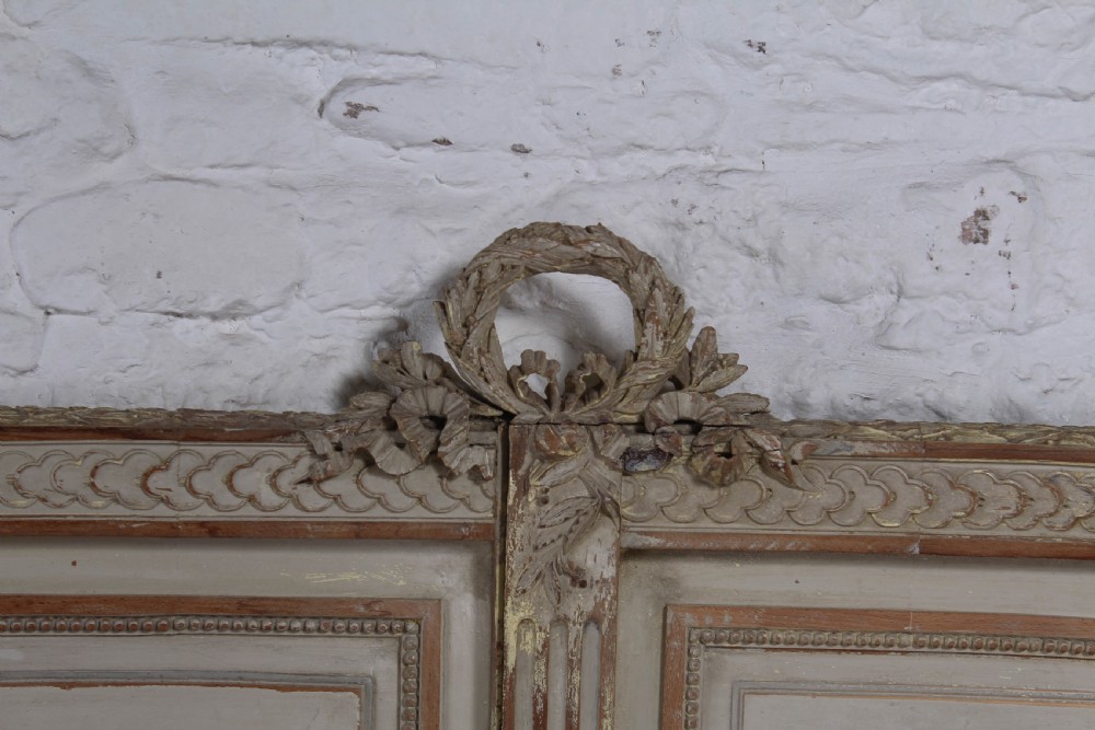 Spectacular Empire size original French carved painted joined bed. View VI