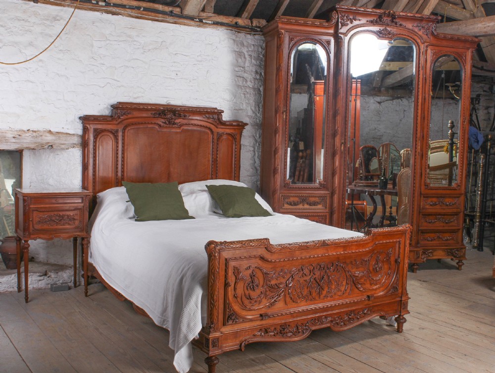 The most beautiful French carved solid walnut bedroom suite with king size bed
