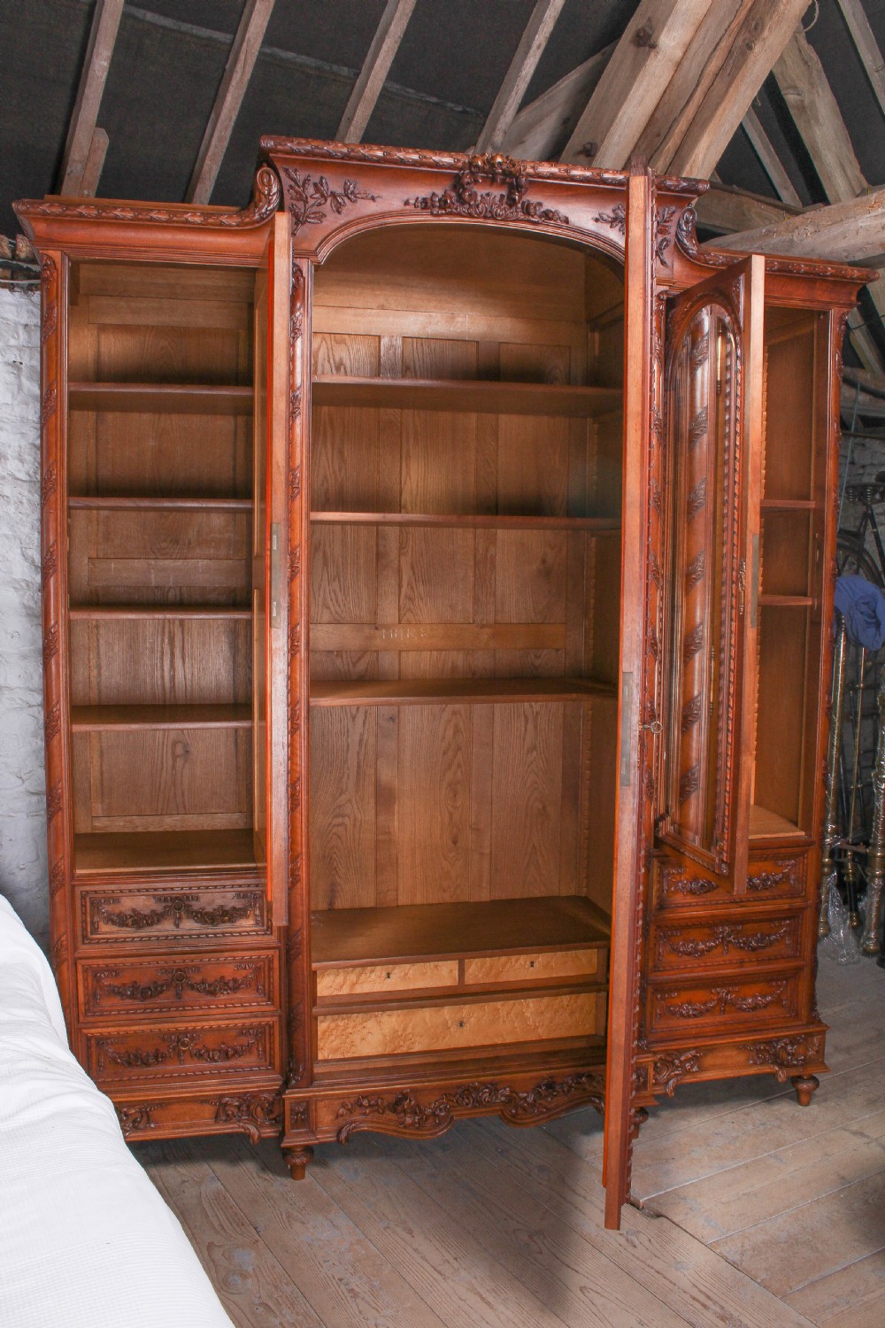 The most beautiful French carved solid walnut bedroom suite with king size bed View IX