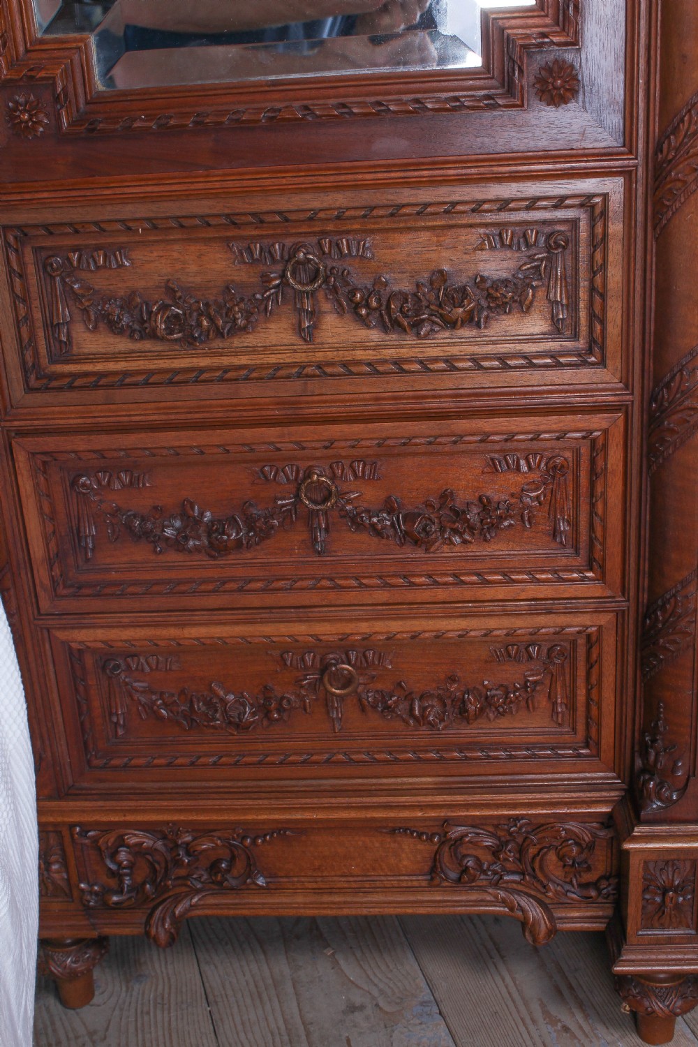 The most beautiful French carved solid walnut bedroom suite with king size bed View X